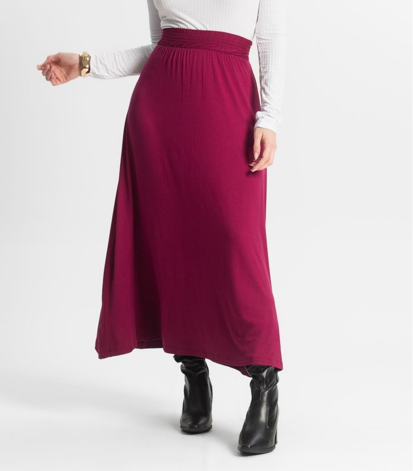 Vista 3 Saia Midi Feminina Select vermelho Select vermelho