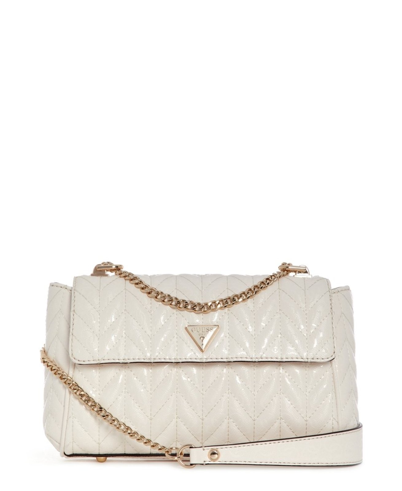 Bolsa Guess Stacey Transversal Flap Off White