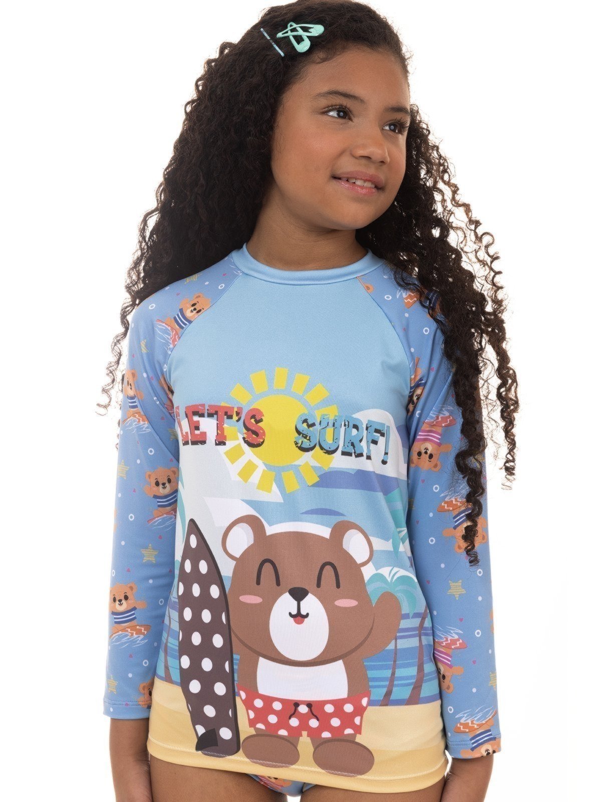 Vista 3 Conjunto de Praia UV50+ Menina Teddy Surfista Magicamente Magicamente Kids azul Magicamente Kids azul