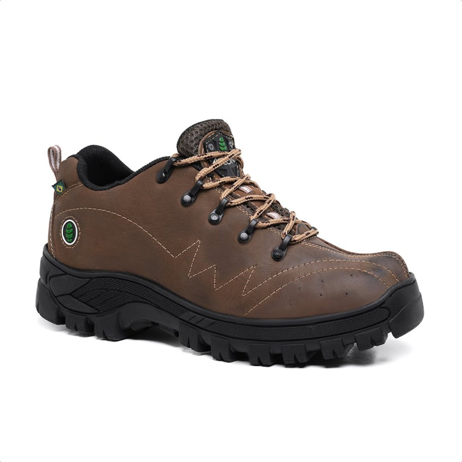 Coturno Adventure Accona Cano Curto em Couro Floater Café 8000LM