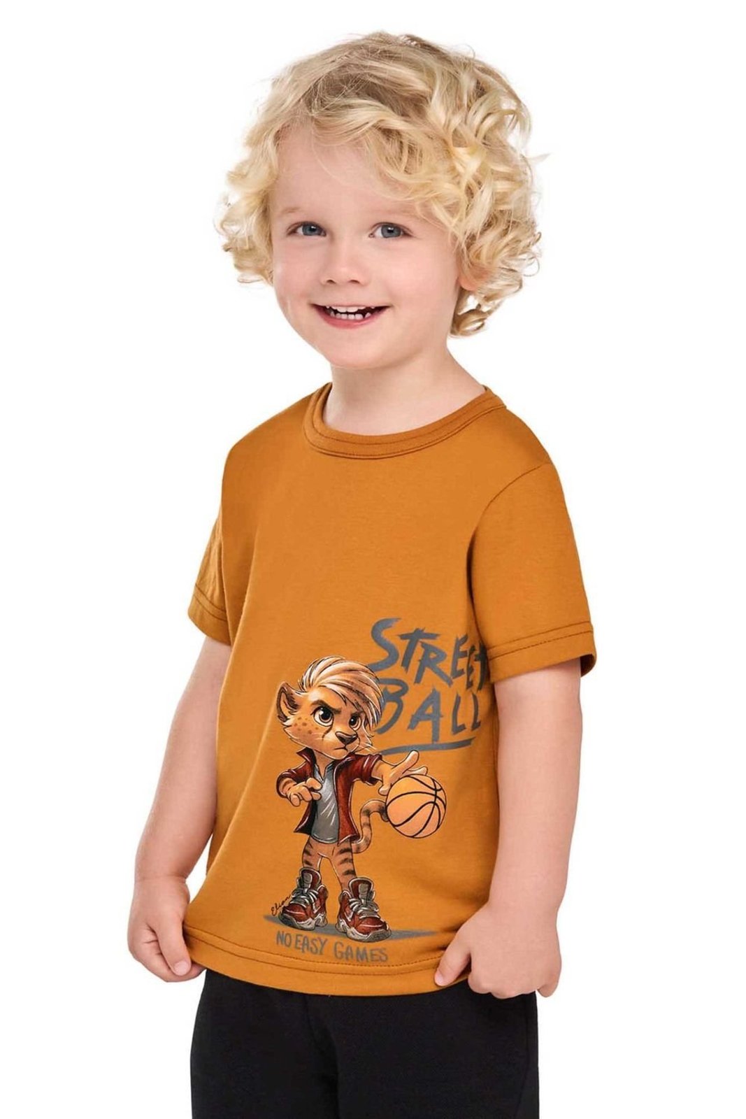 Infantil - Camiseta Menino Meia Malha Elian Laranja