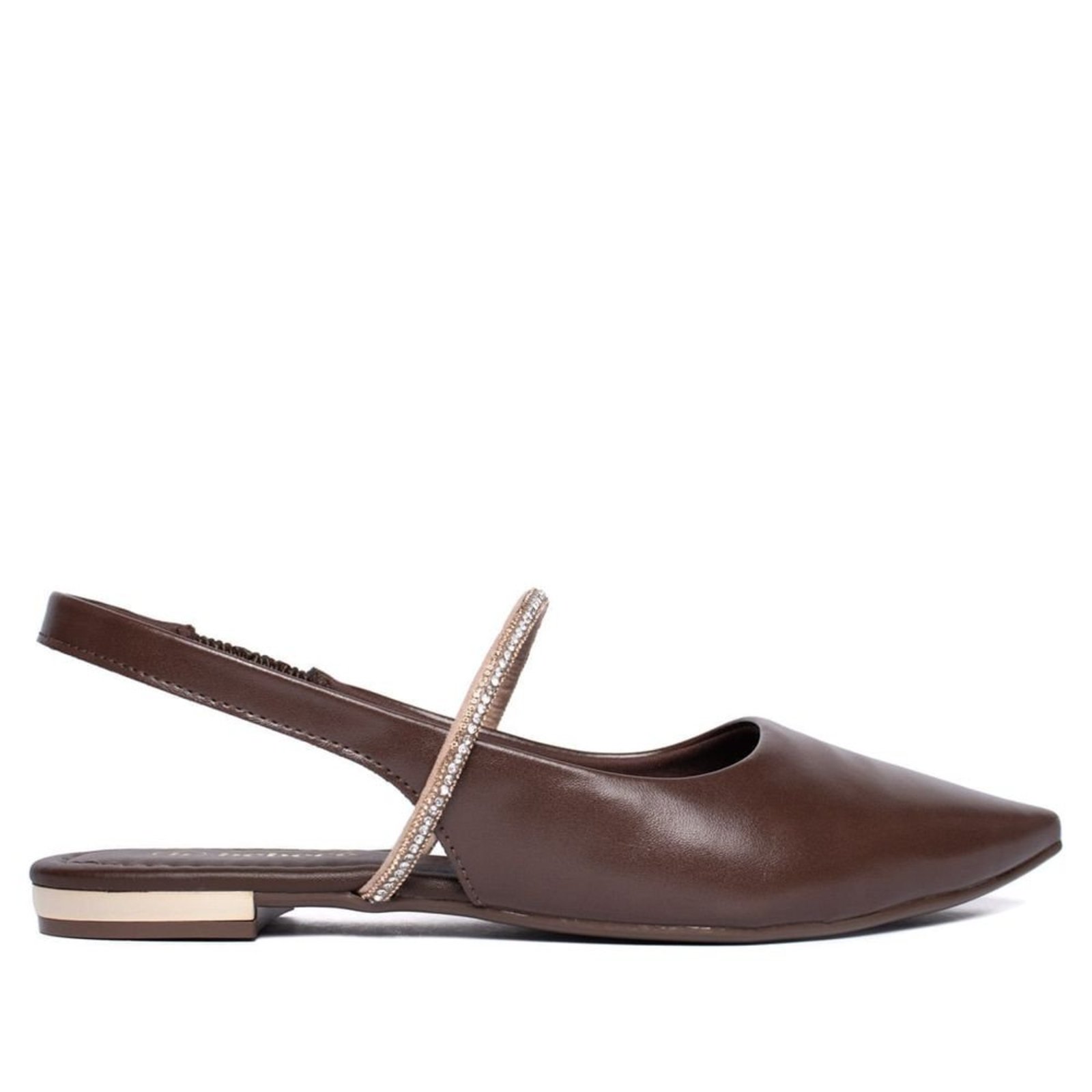 Sapato Feminino cê Slingback Napa Egeu Strass Marrom