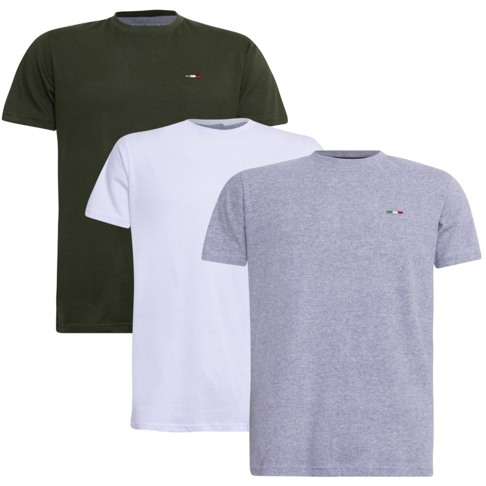 Kit 3 Peças Camisetas Básicas Masculina Industrie em Algodão Premium no Estilo Tommy Bordado Itália