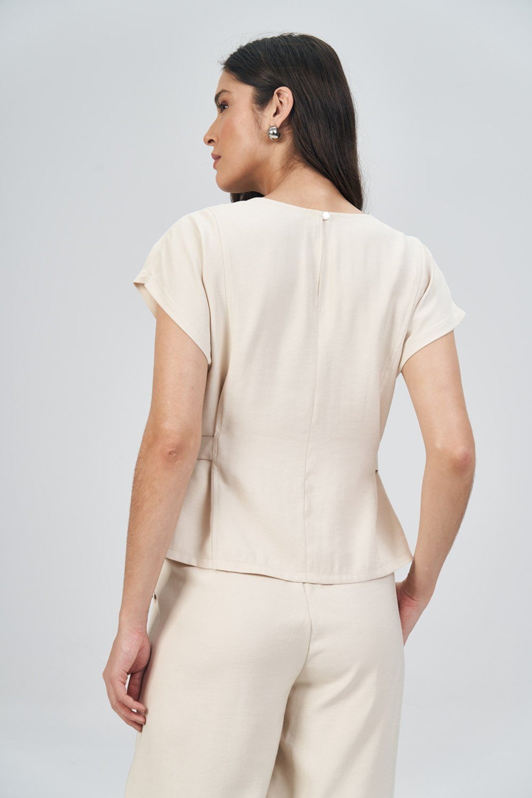 Vista 3 Blusa Detalhe Argola Feminina Acostamento ACT FEMININO nude ACT FEMININO nude