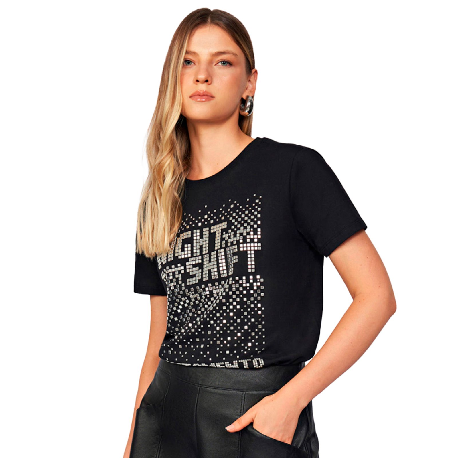 Camiseta Acostamento Shine Pr25 Preto Feminino