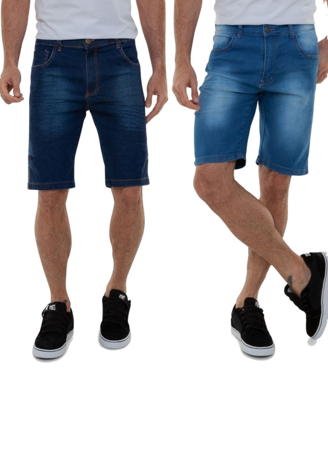 Kit Com 2 Bermudas Jeans Premium Masculinas Versatti Cancun Azul