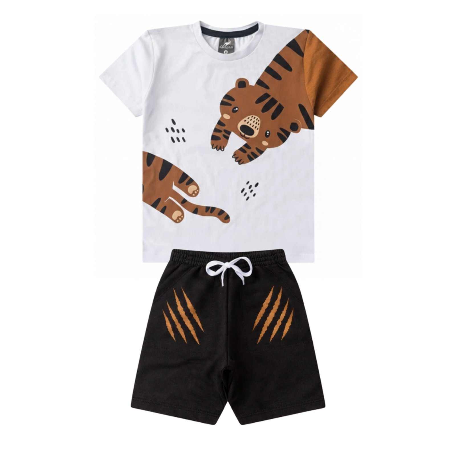Vista 2 Infantil - Conjunto Menino Verão Tigre Kangulu ROSA AZUL KIDS branco ROSA AZUL KIDS branco