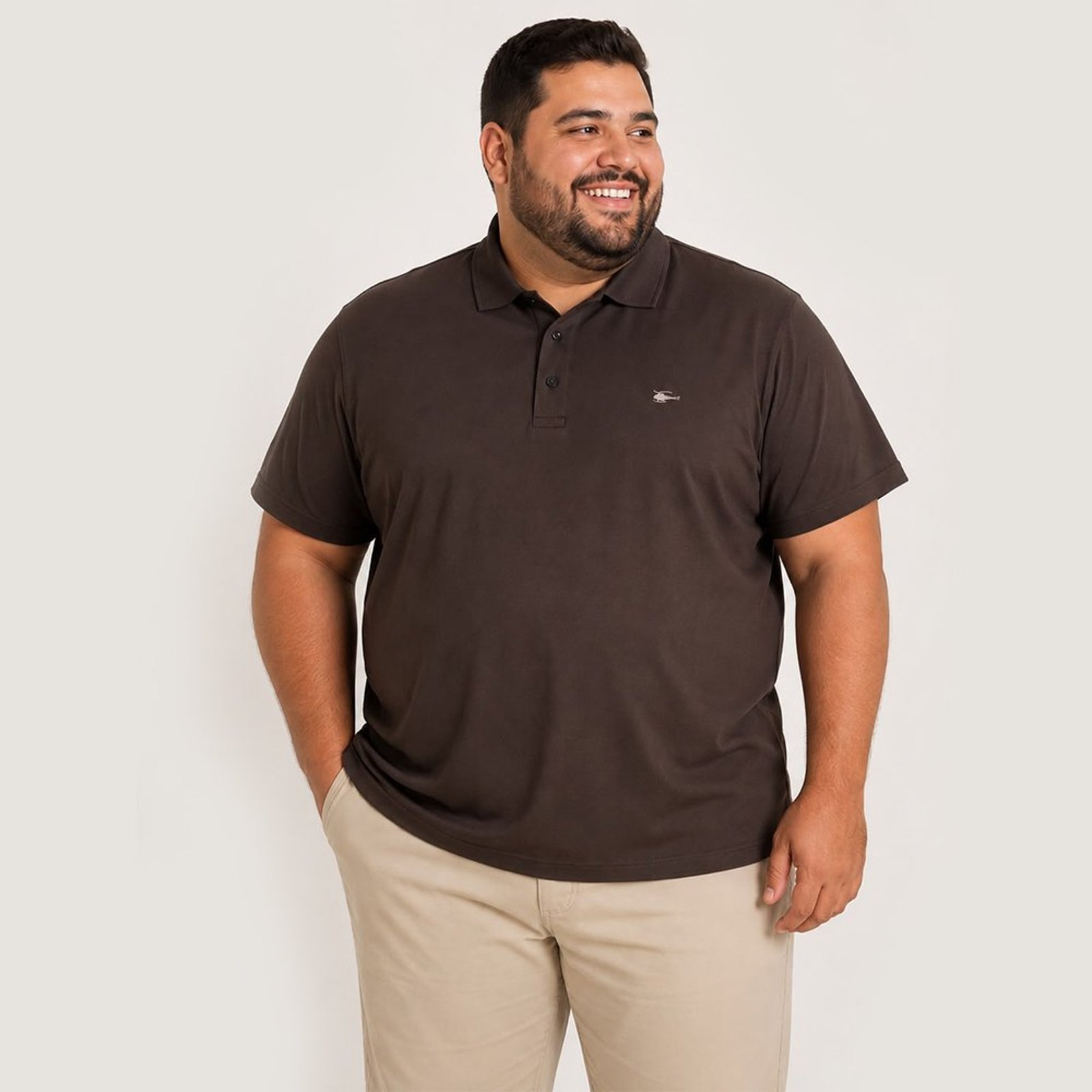 Camiseta Polo Plus Size Masculina Sallo Gola O Básica Premium Expresso