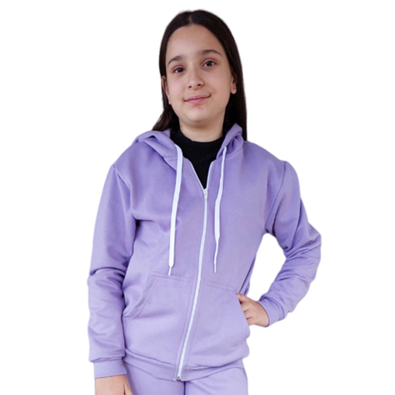 Infantil - Blusa Moletom Com Zíper e Capuz Jaqueta Juvenil Lilás Aliarthe