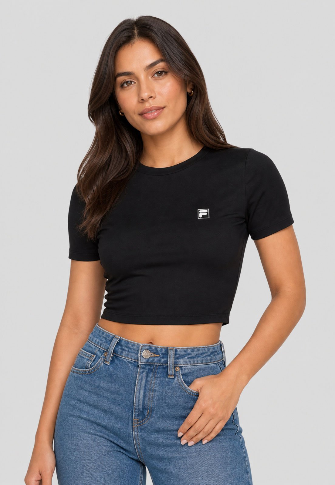 Blusa Feminina Fila Cropped Essential Preta
