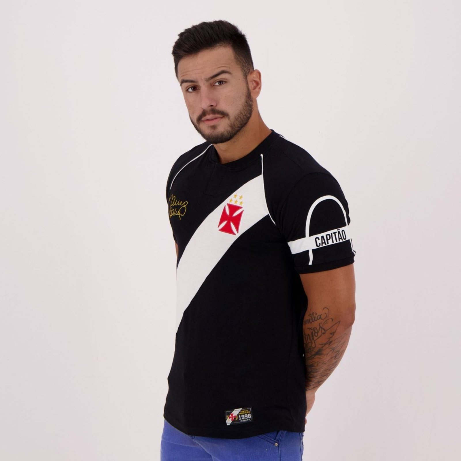 Vista 3 Camisa Vasco 1998 Retrô Mauro Galvão Retrômania preto Retrômania preto