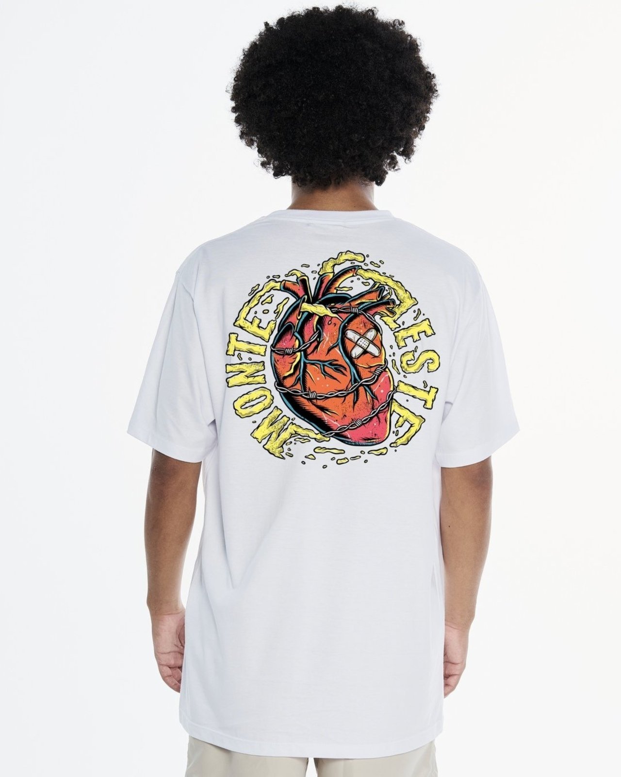 Camiseta Regular Estampada - Heart Branco