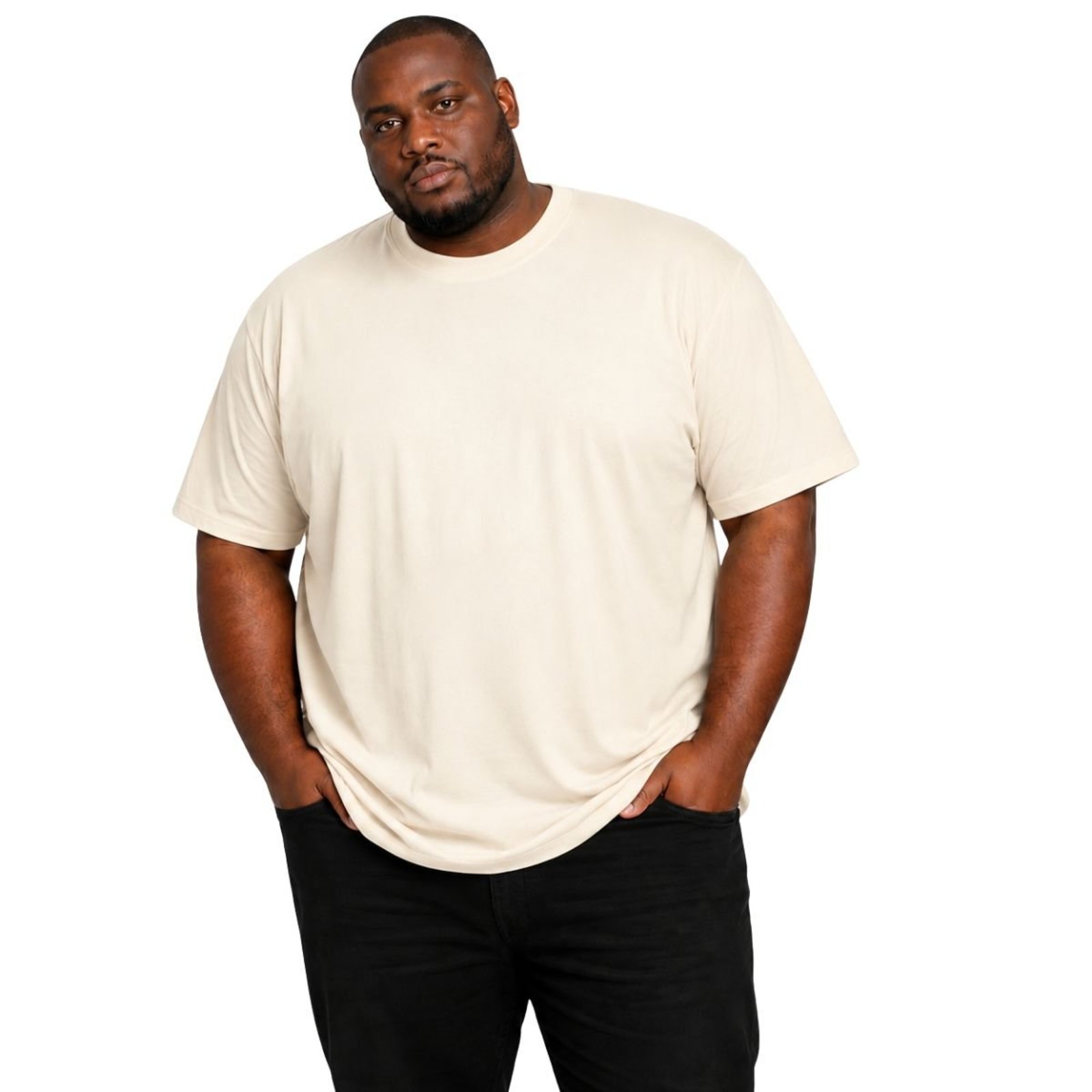 Camiseta Masculina Plus Size Algodão Lisa Gola Redonda Confortável