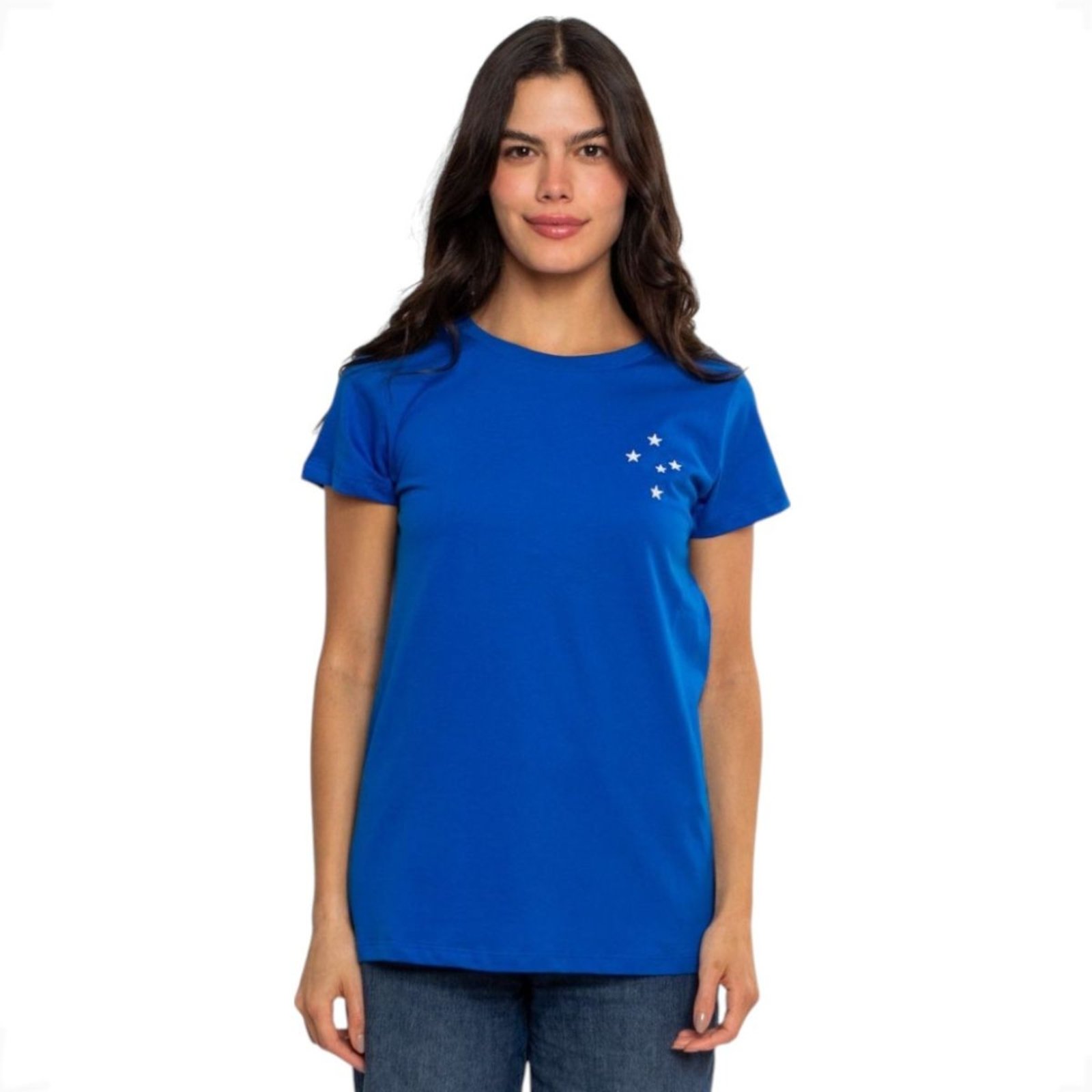 Camiseta Baby Look Oficial Cruzeiro Classic Sintetico Azul