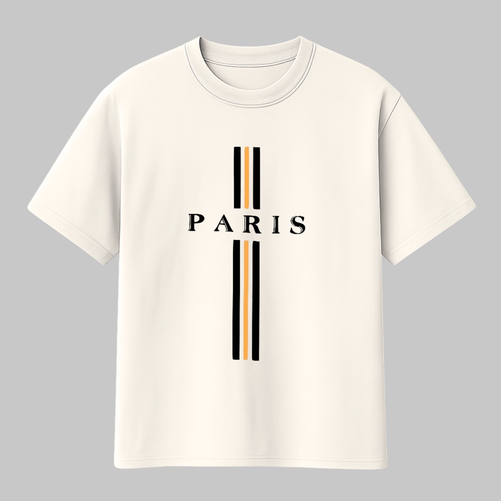 Camiseta Básica Paris Listrada Estilo Premium Confortável Off White