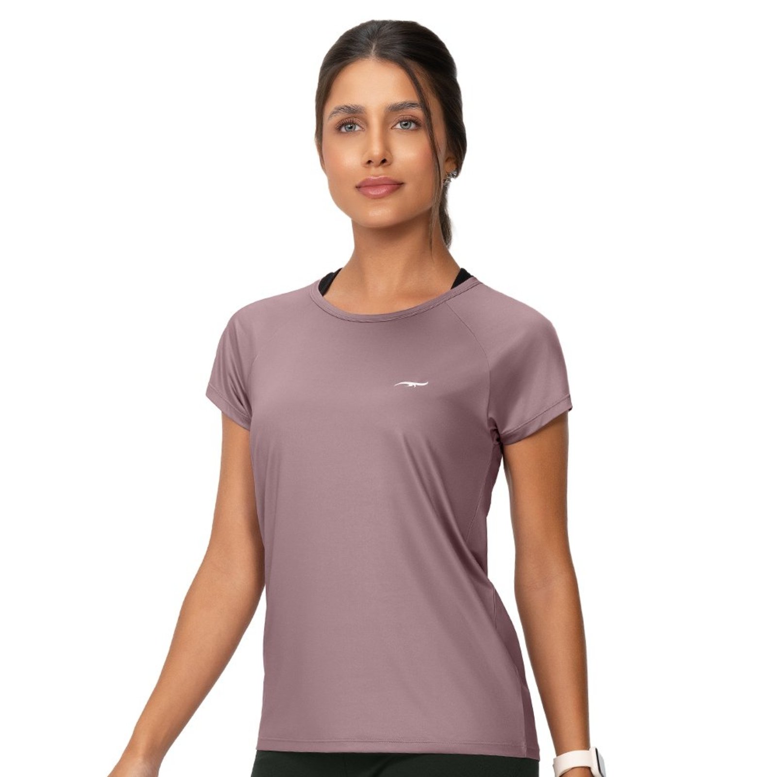 Camiseta Fitness Manga Raglan Lisa Lilás