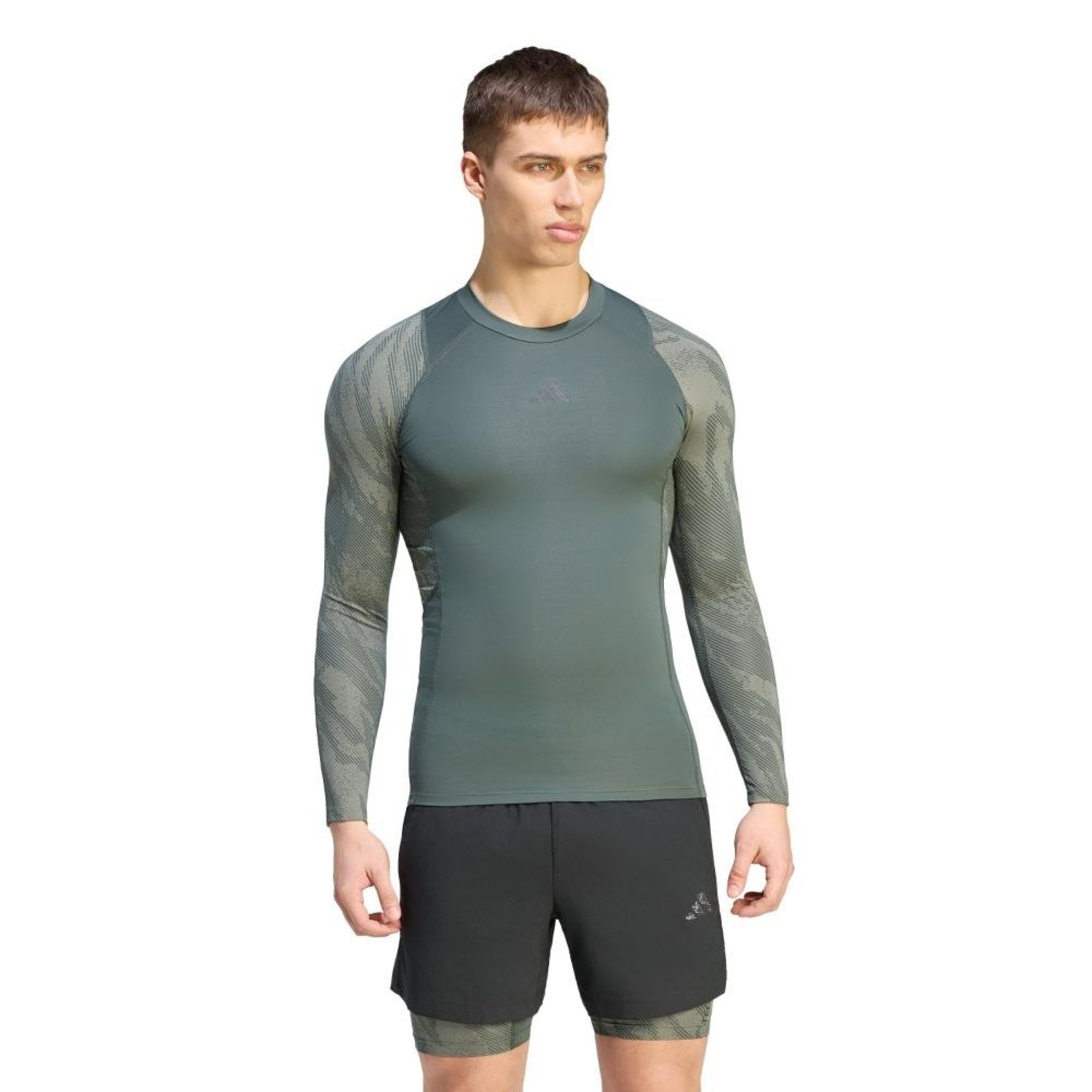 Camiseta de Manga Longa Techfit AOP adidas Performance Cinza