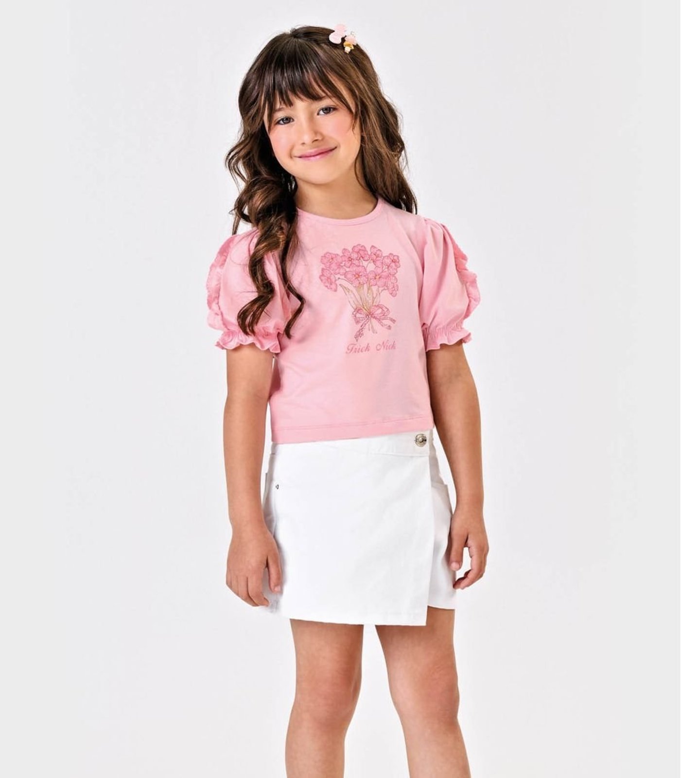 Infantil - Conjunto Blusa Com Shorts Saia Sarja Trick Nick Branco
