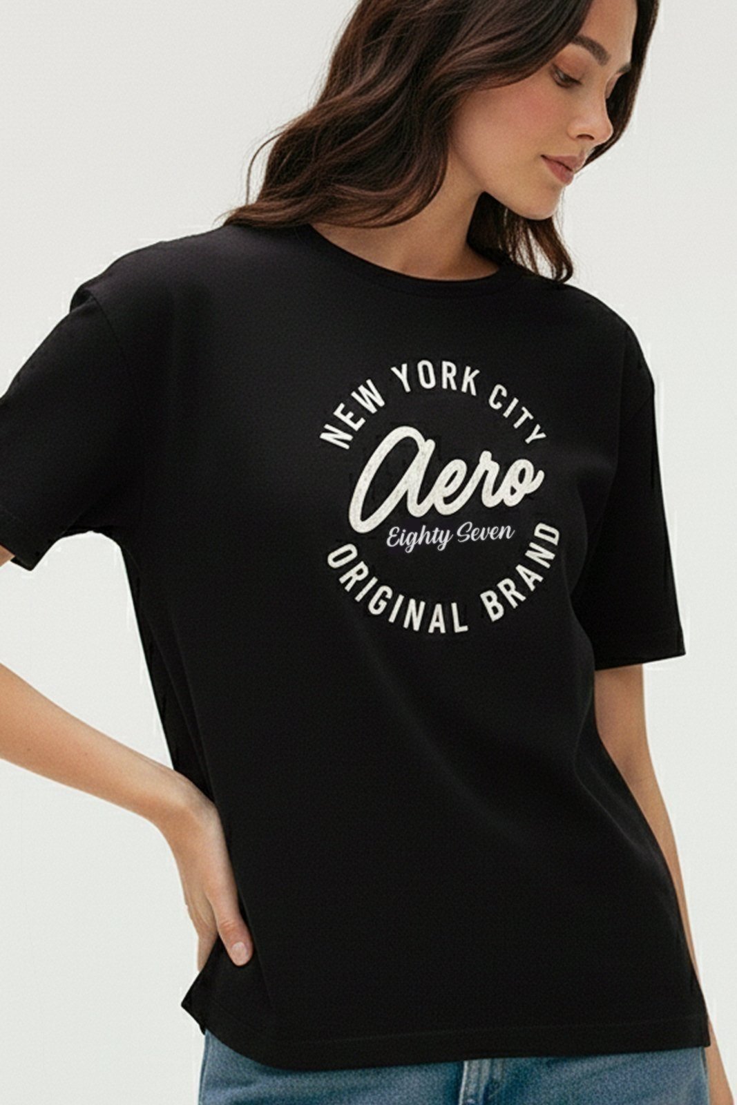 Camiseta Manga Curta Feminina Silkada Aéropostale 98130162 Preto
