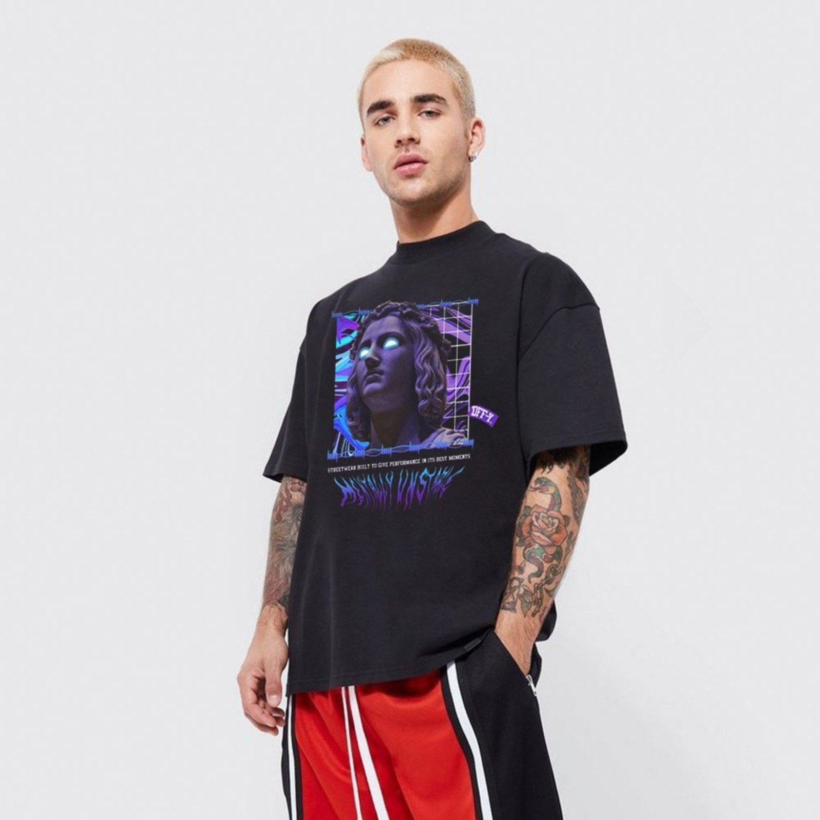 Camiseta Oversized Streetwear Mentally Preta Off-Y