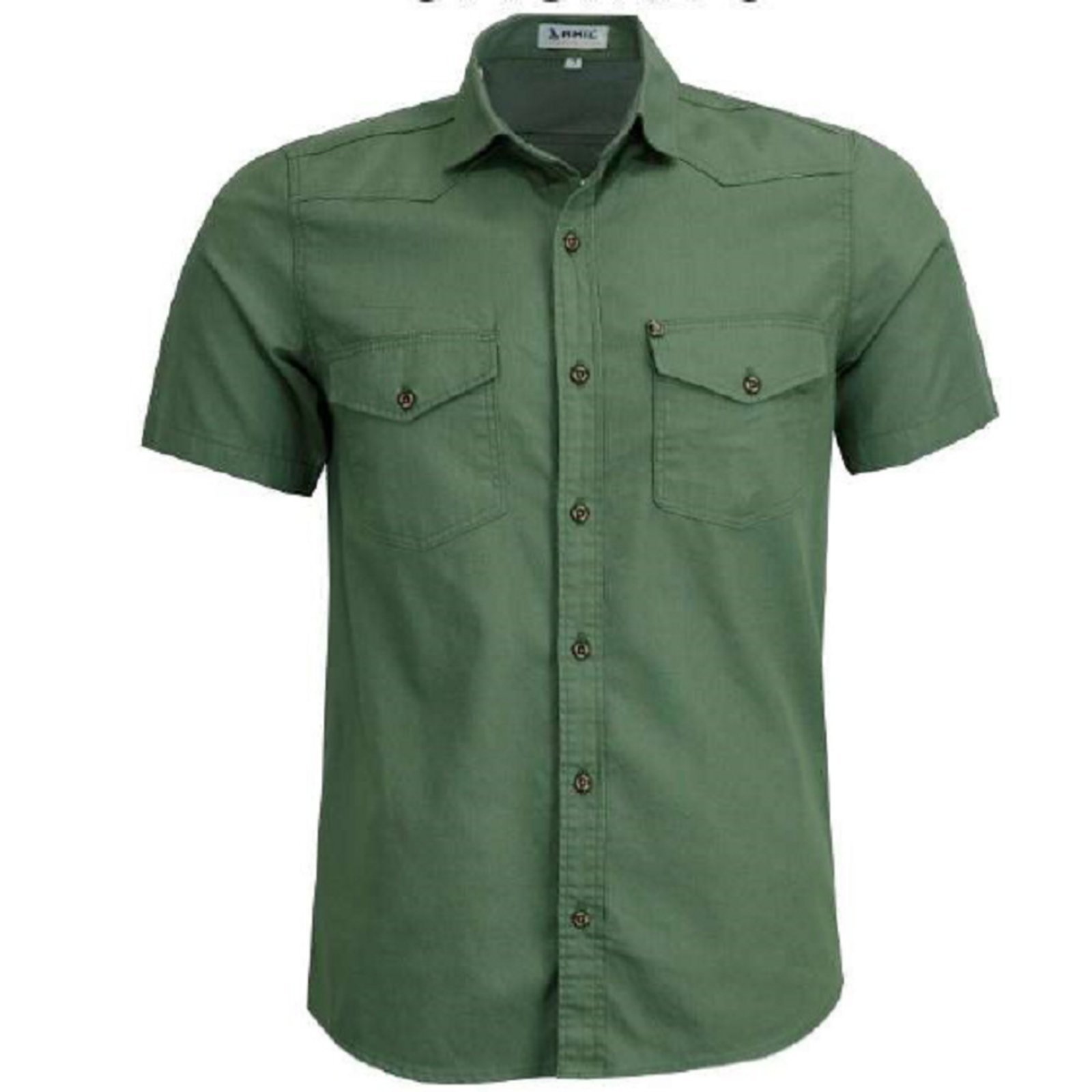 Camisa Social Sarja Estilo Militar Manga Curta Original Amil Militar