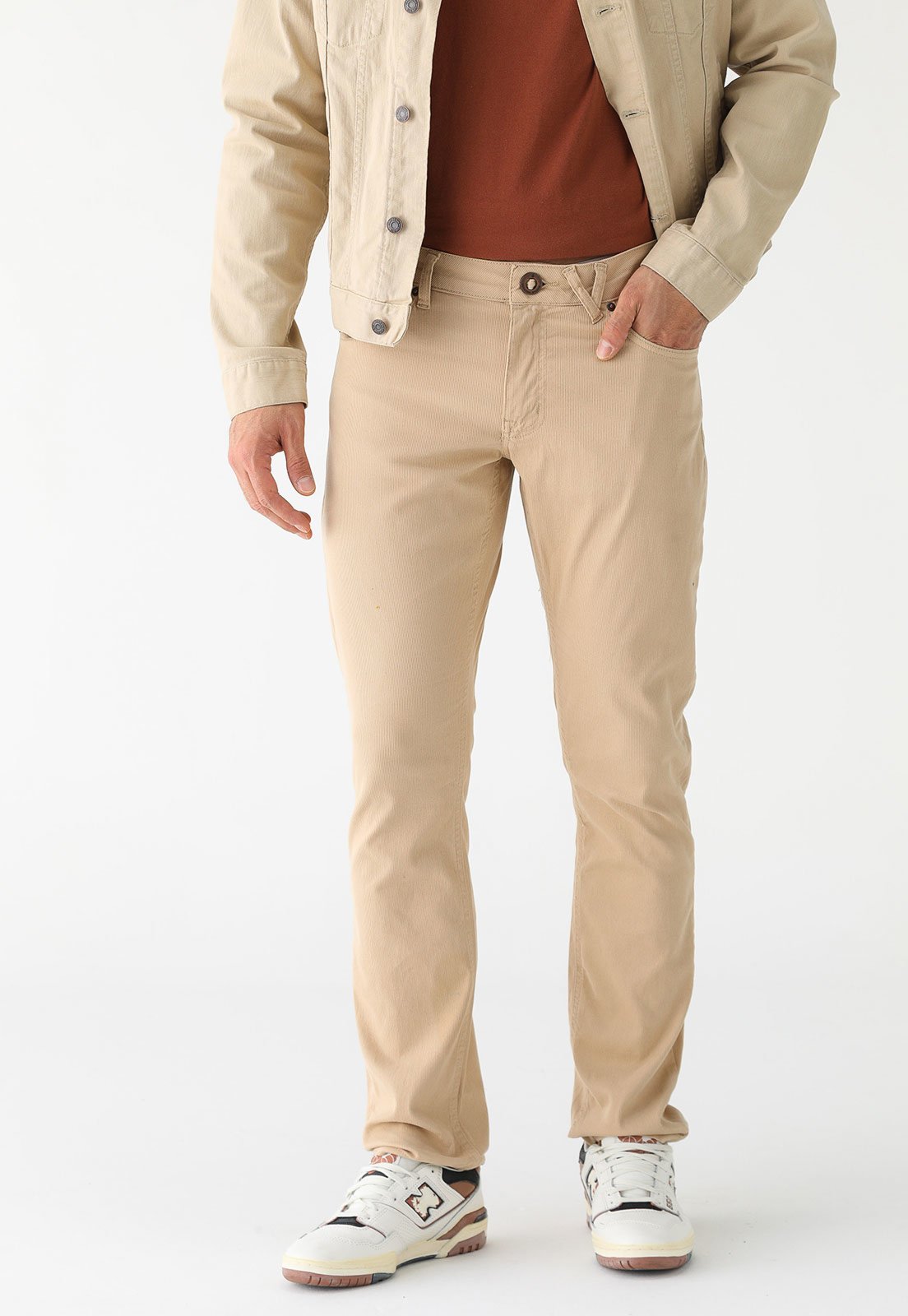 Calça Sarja Volcom Slim Veludo Bege