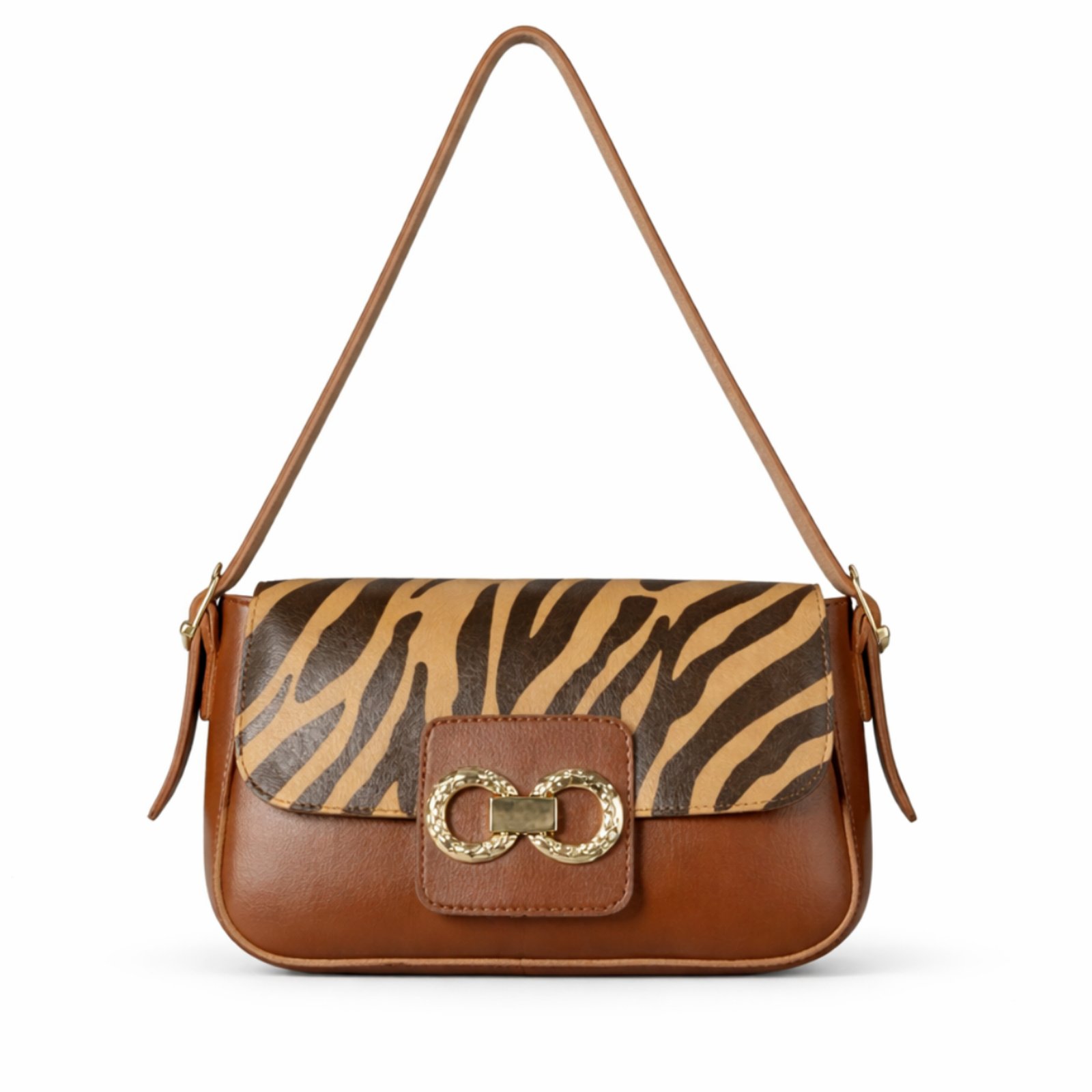 Bolsa Clutch Feminina Pequena Alça De Ombro Estampada Espaçosa - Caramelo