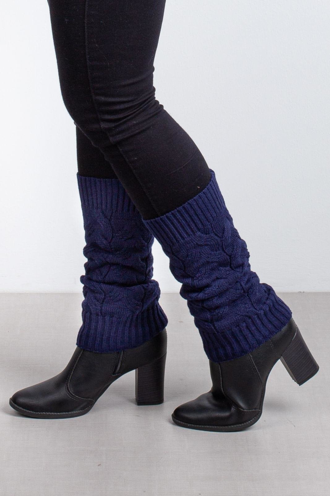Polaina Enluaze Feminina De Malha Tricô Para Inverno – Azul