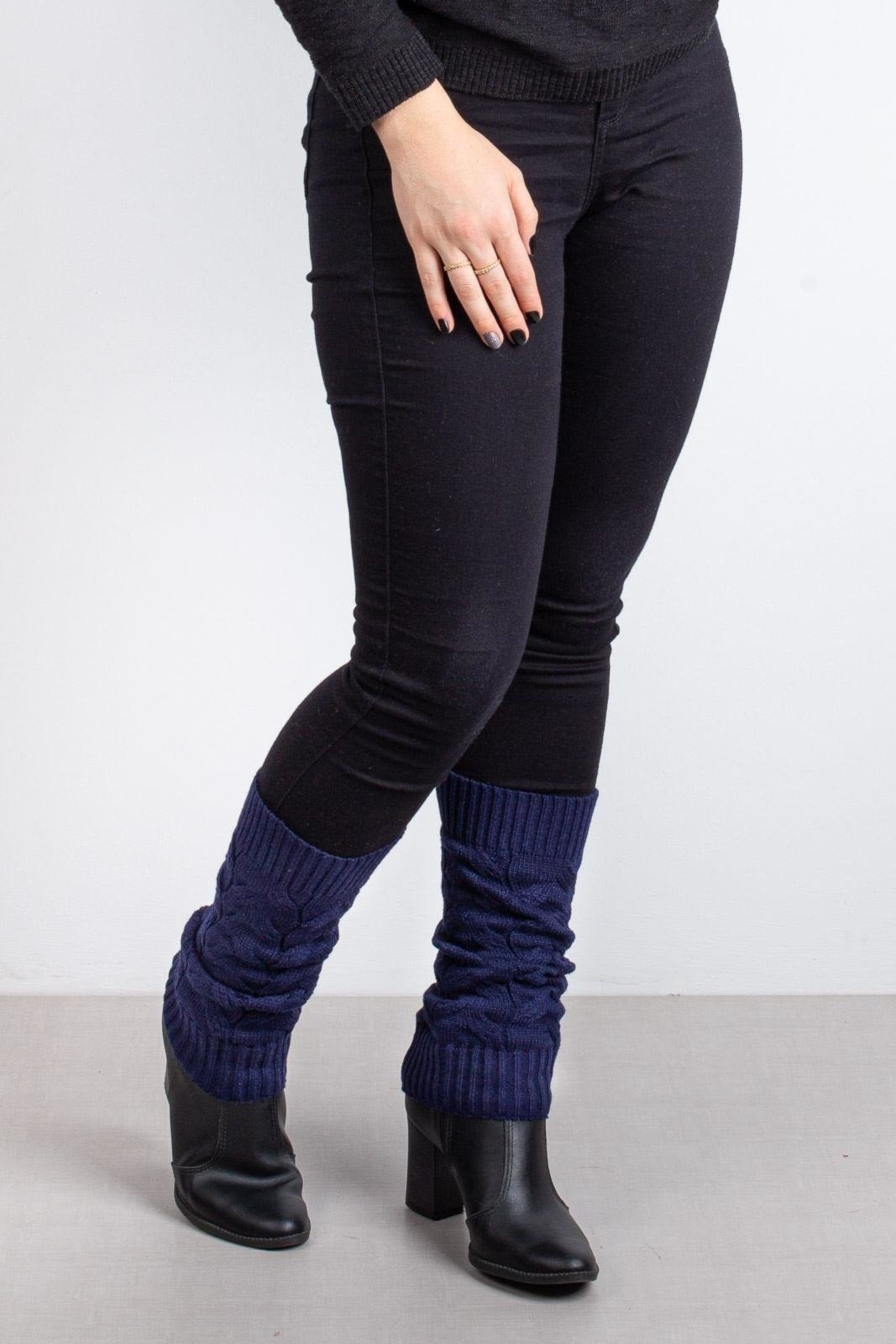 Vista 3 Polaina Enluaze Feminina De Malha Tricô Para Inverno azul Enluaze azul