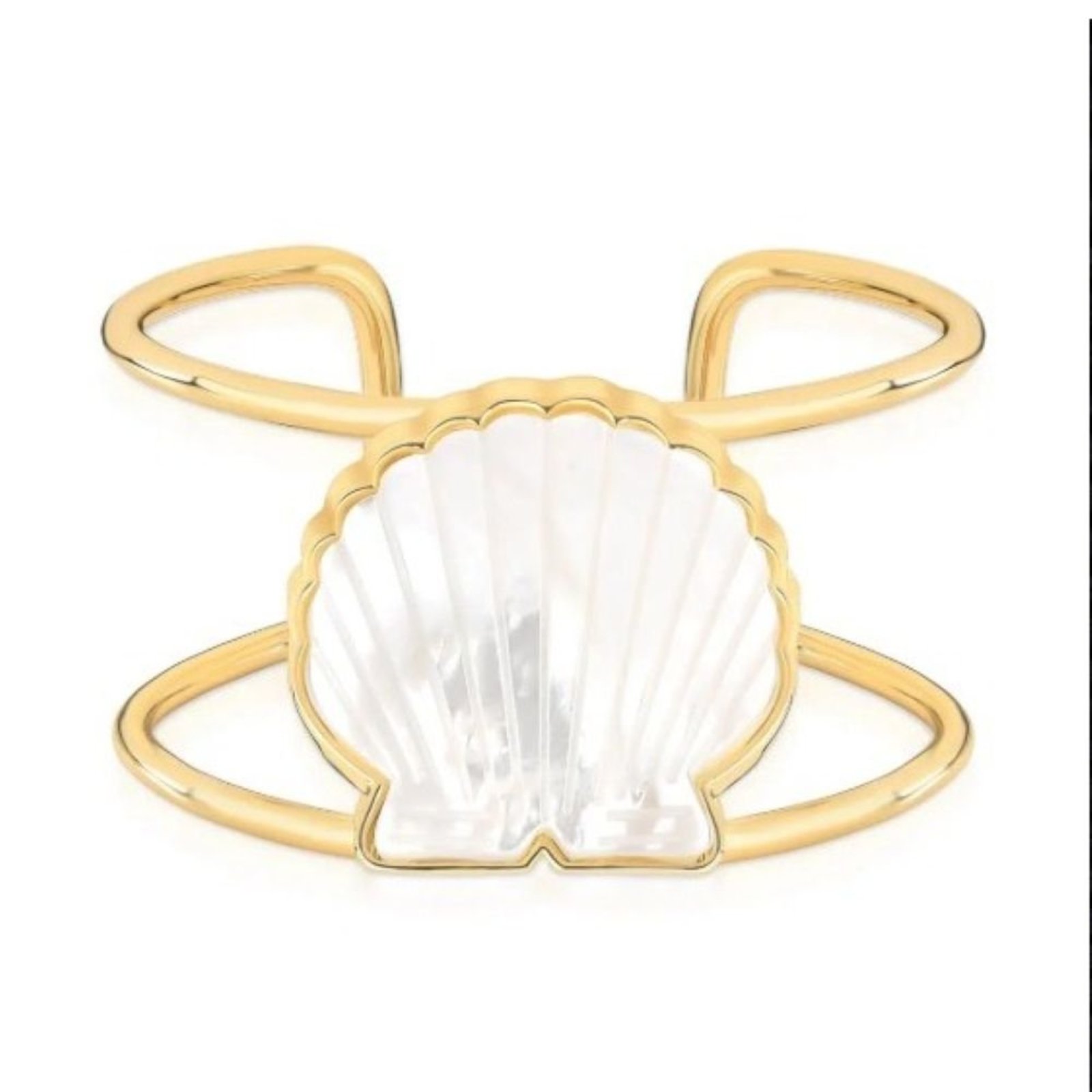 Bracelete Vazado com Detalhe Concha Madrepérola Semijoia Banhado a Ouro 18K Ania Store