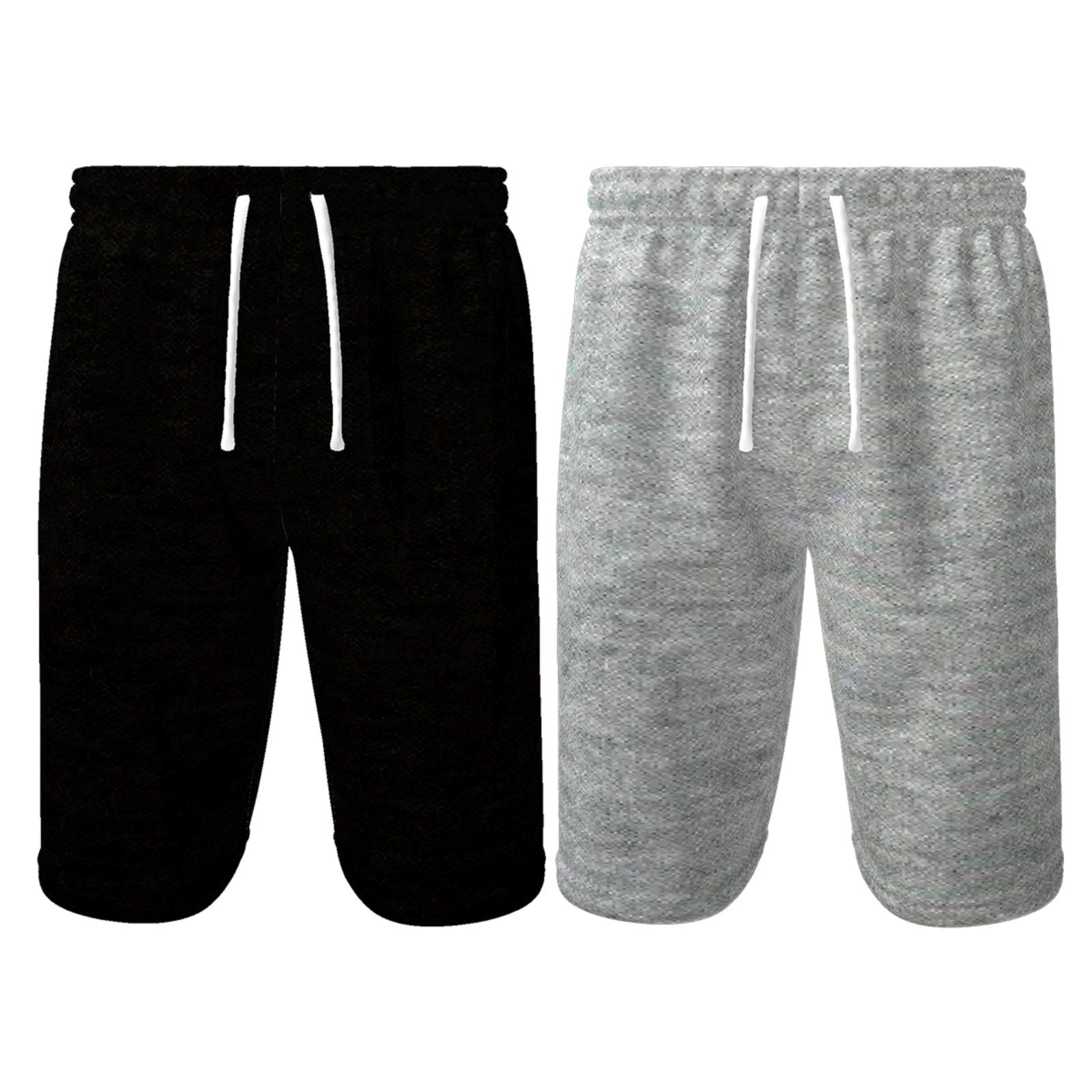 Kit 2 Bermuda Moletom Masculina Fit Com Cós Elástico Bolsos Tecido Premium Super Conforto Preta e Cinza