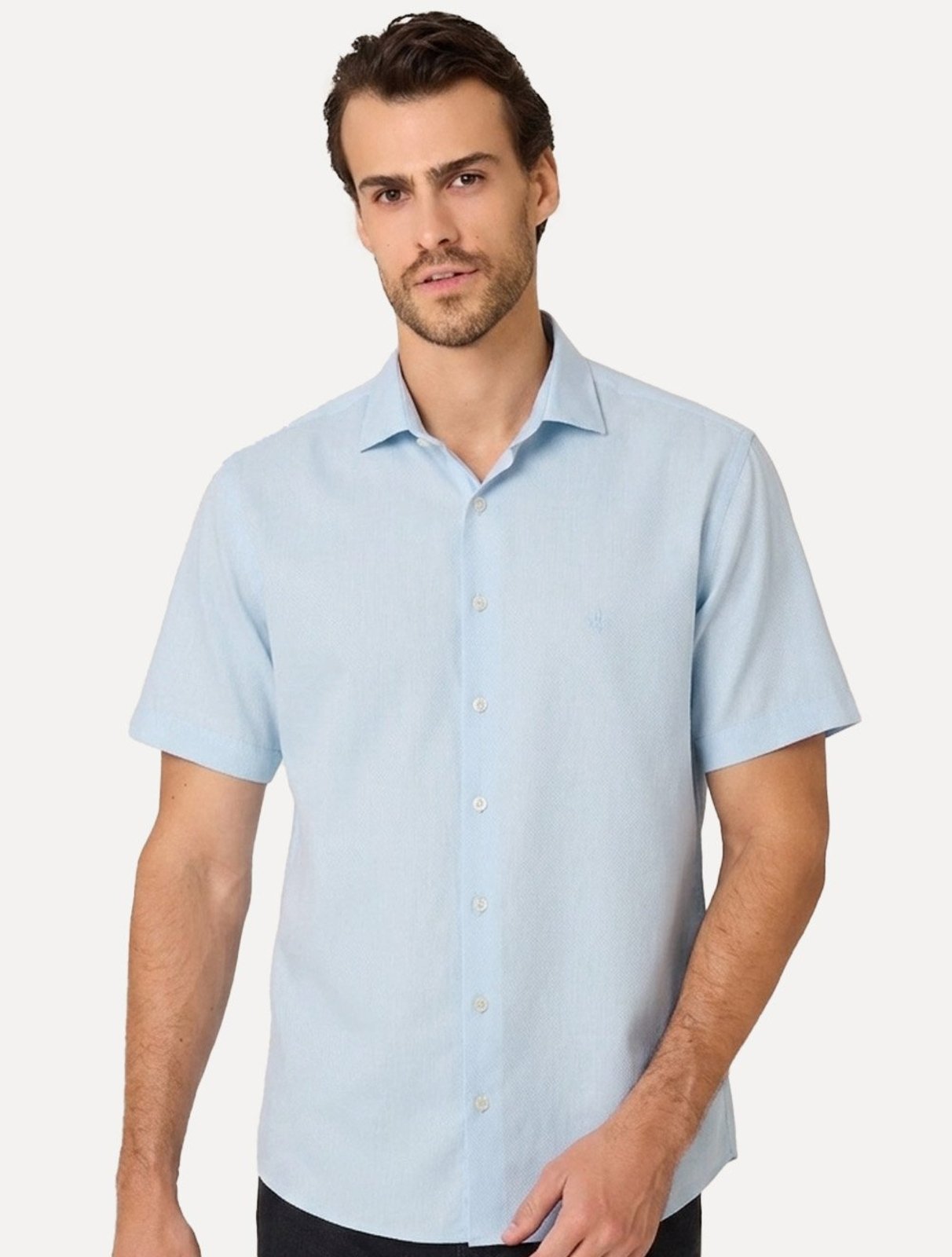 Camisa Dudalina Masculina Slim Superfine Cotton Light Lisa Azul Claro