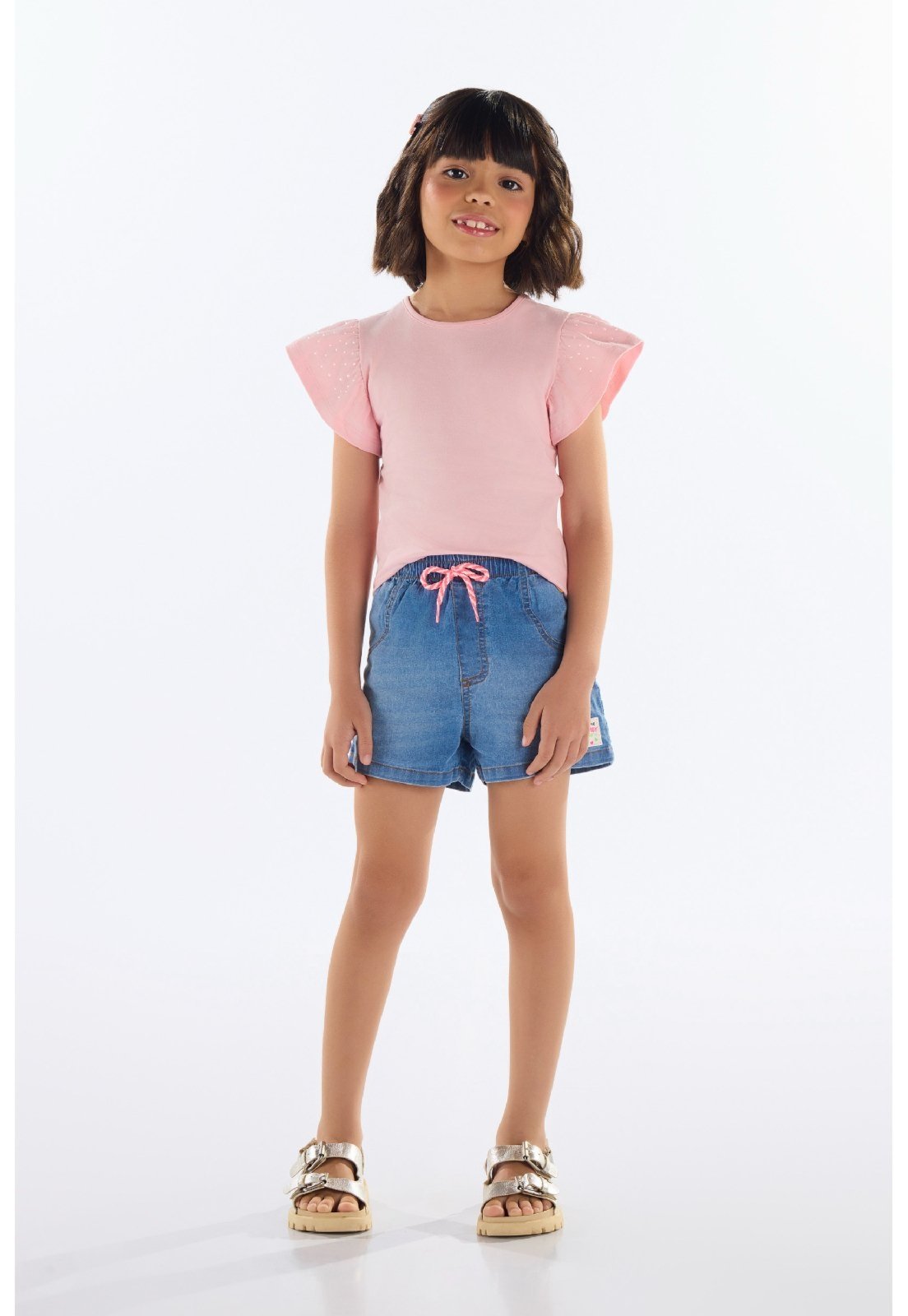 Infantil - Blusa para Menina com Strass Quimby Rosa