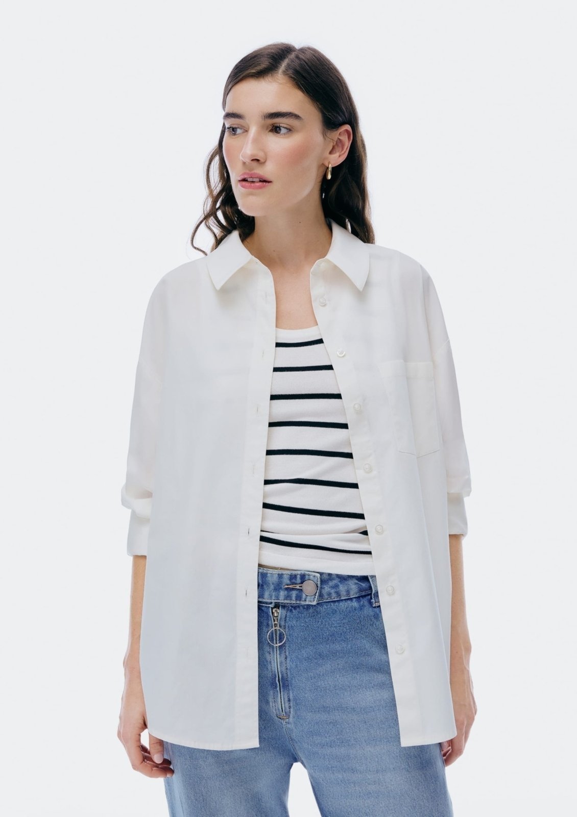 Camisa Feminina Manga Longa Com Bolso Hering