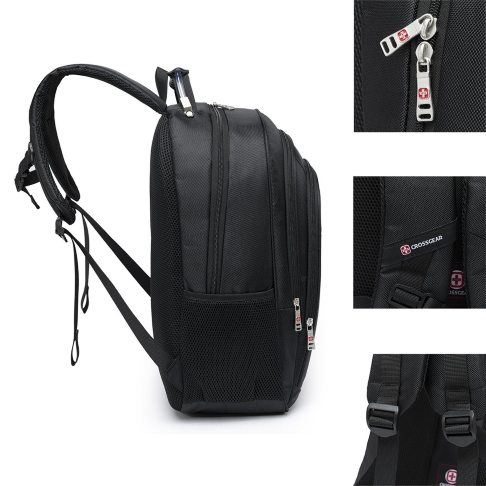 Vista 3 Mochila Masculina Executiva Bolsa Trabalho Resistente Notebook USB Crossgear preto Crossgear preto