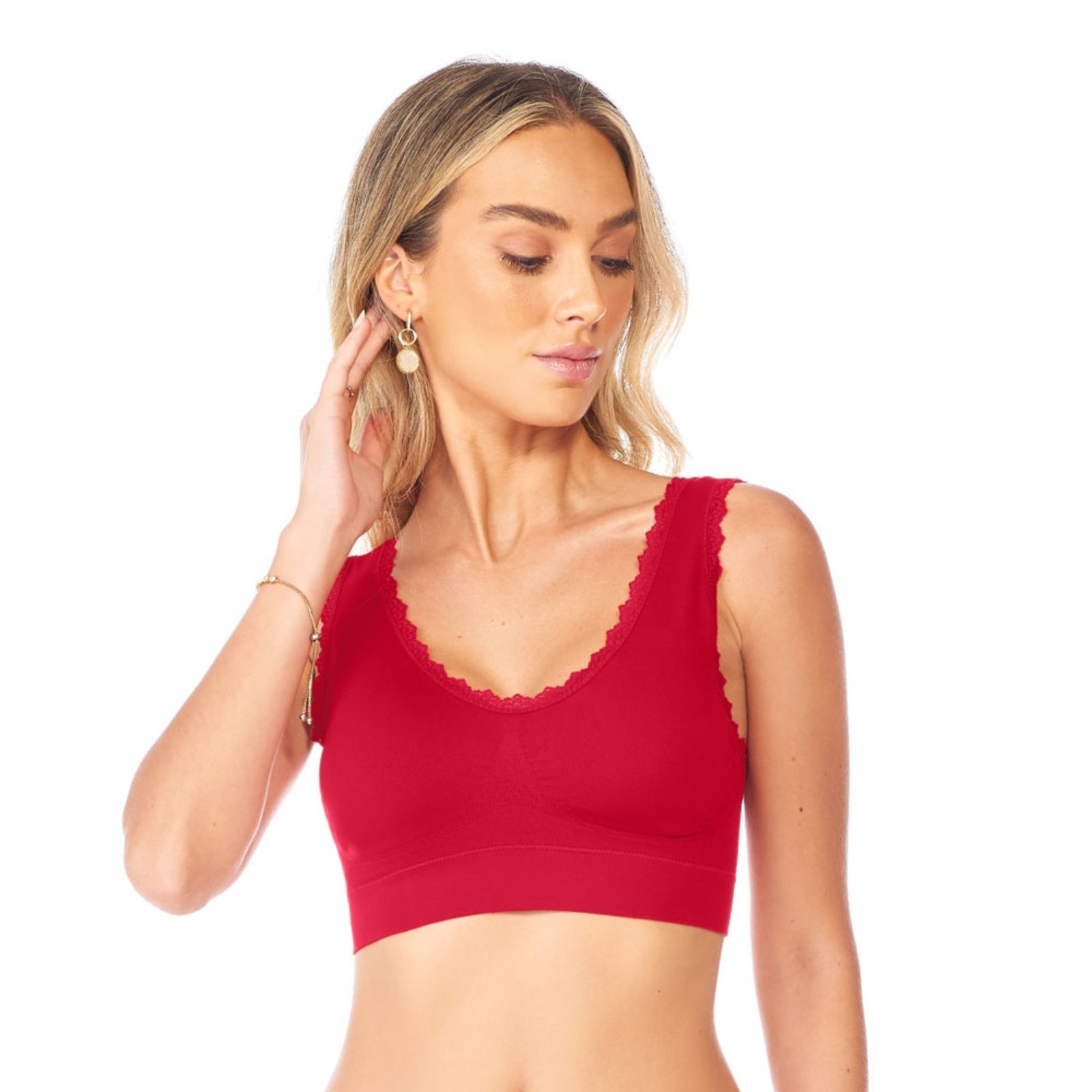 Sutiã Top com Renda e Bojo Removível sem Costura Scarlet Zee Rucci