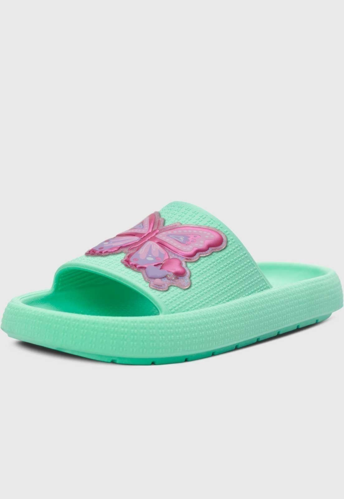 Infantil – Chinelo Nuvem Popidi Menina Borboleta Verde
