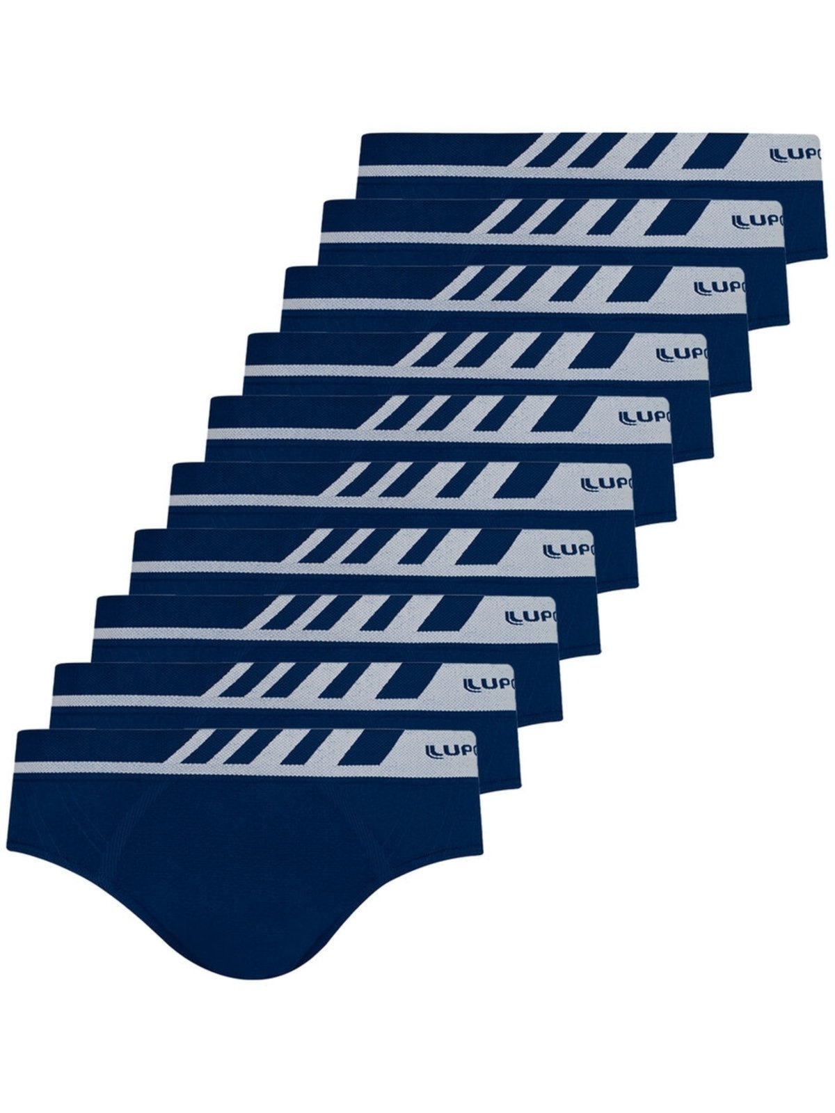 Kit com 10 Cuecas Slip Lupo 691-002 Azul Marinho