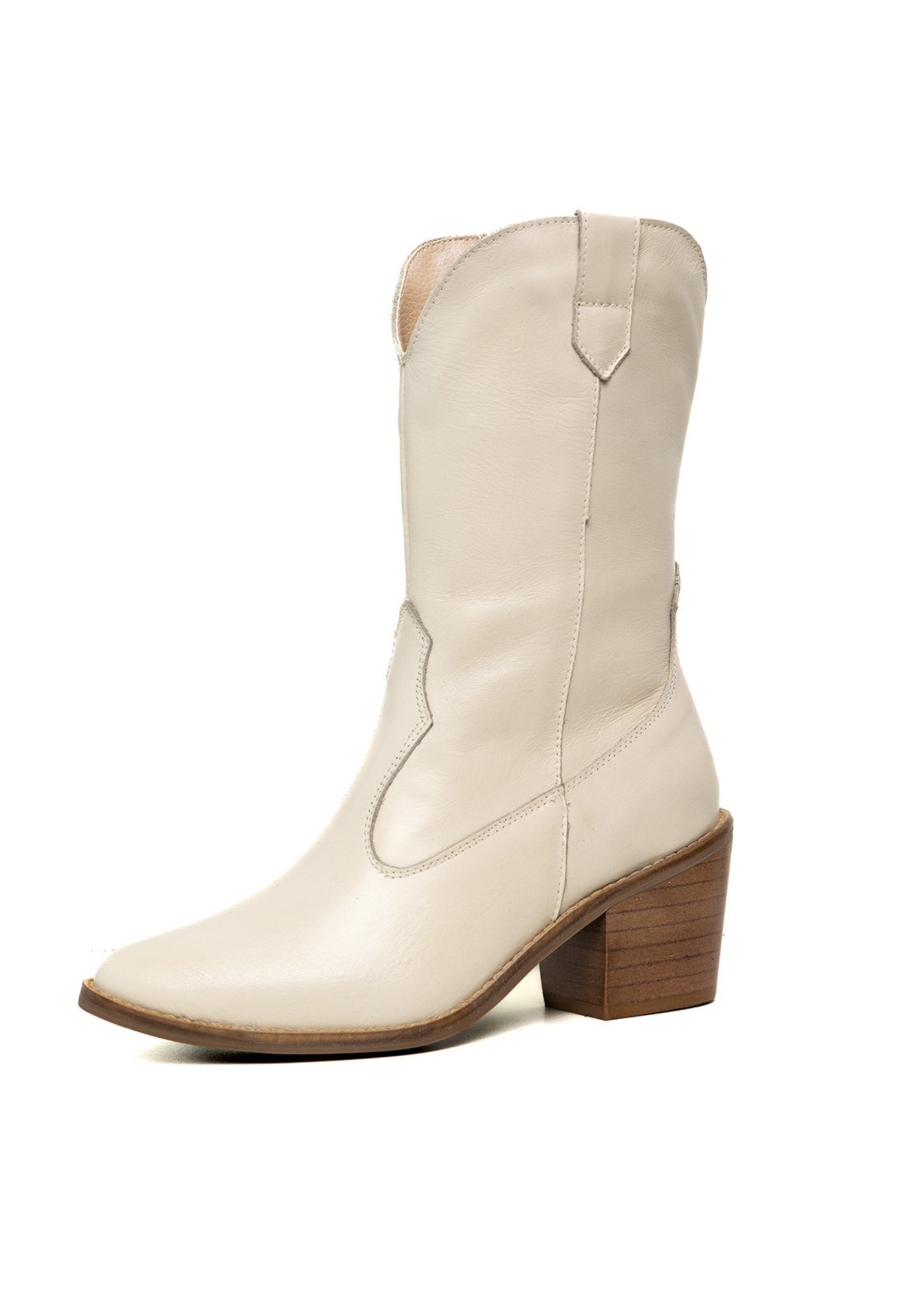Bota Western Texana Bico Fino Country Couro Off White Tellini Store
