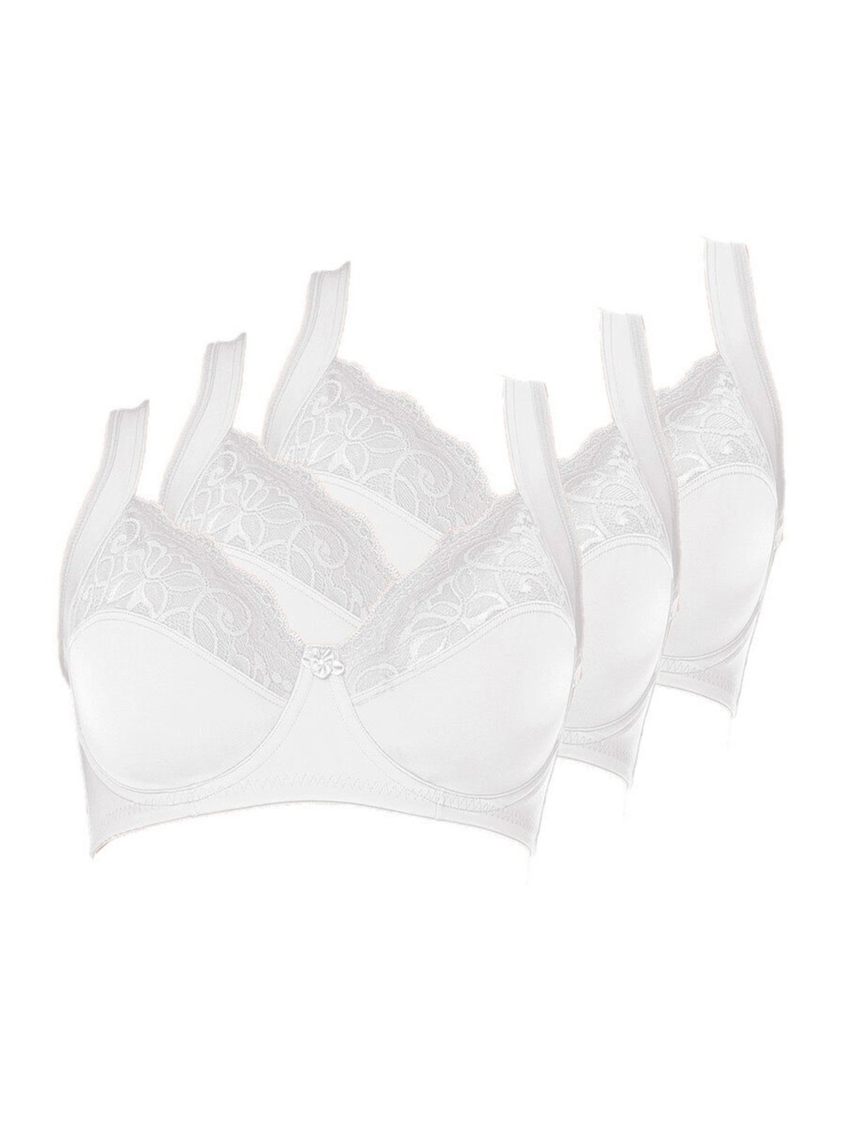Kit com 3 Sutiãs com Aro e sem Bojo Dilady 123410 Branco