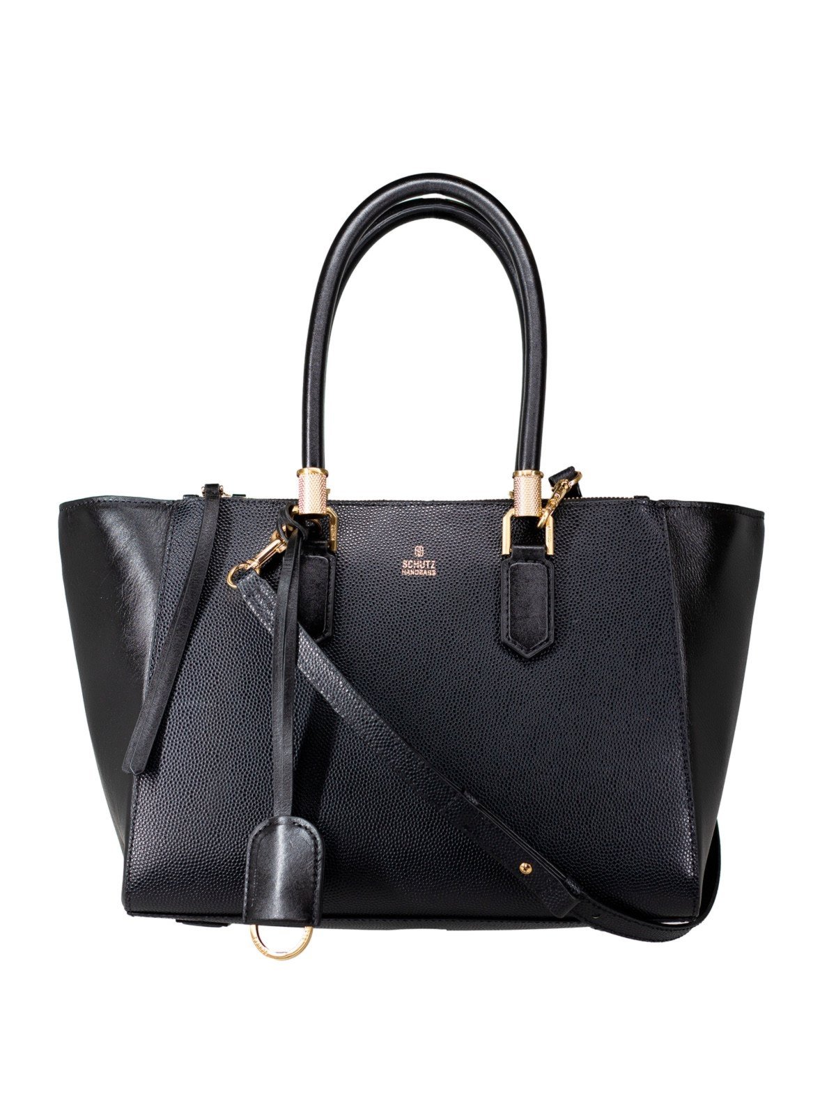 Bolsa Grande Feminina Schutz Tote Lauren Tiracolo Couro Preto Black