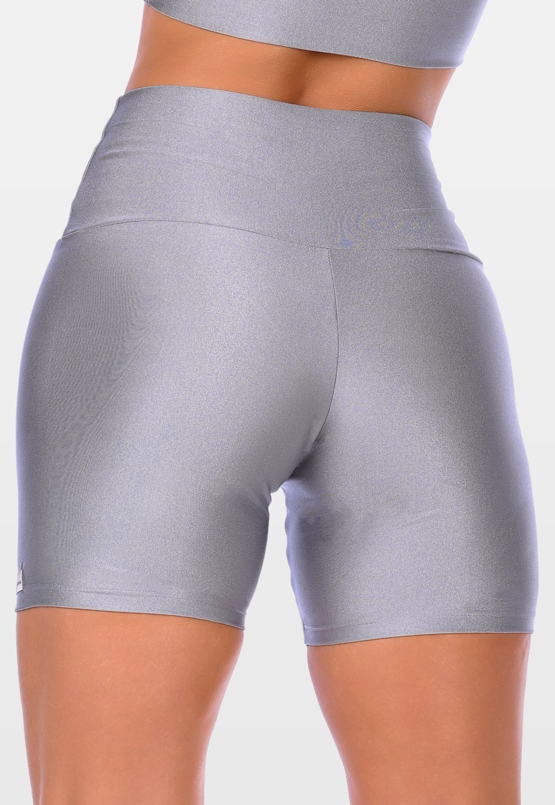 Vista 3 Short Curto Fitness Cós Alto Cirrê Summer Soul Básico prata Summer Soul prata