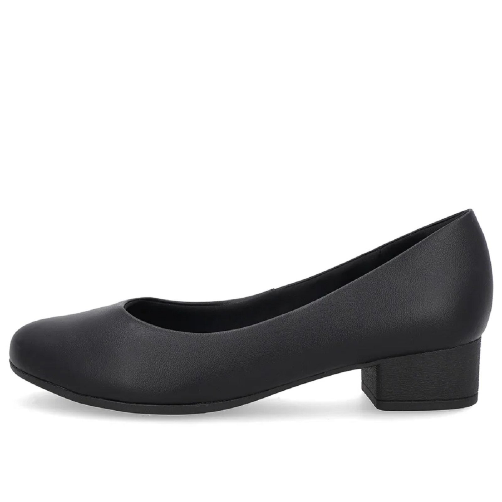 Sapato Scarpin Usaflex em Couro Salto Baixo 3,5cm Preto