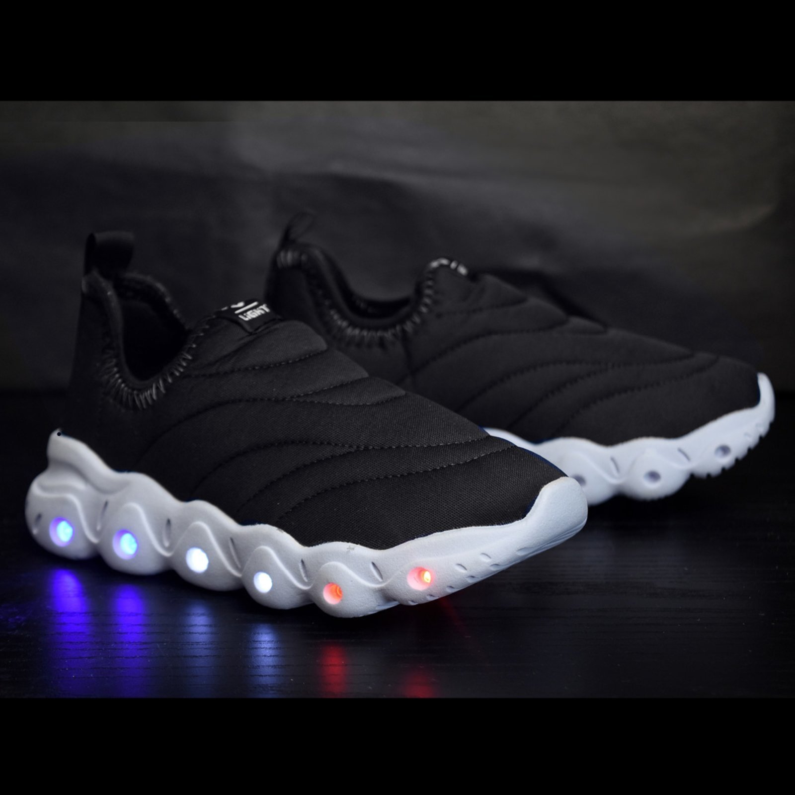 Vista 3 Infantil - Tenis de Led Menino e Menina Calce Facil e Branco e Relógio CALCADOS LGHT LIGHT preto CALCADOS LGHT LIGHT preto