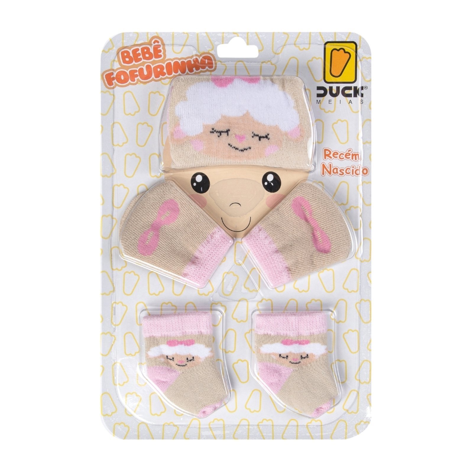 Infantil - Kit Saída De Maternidade meninas Touca Luva Com Meia Rosa