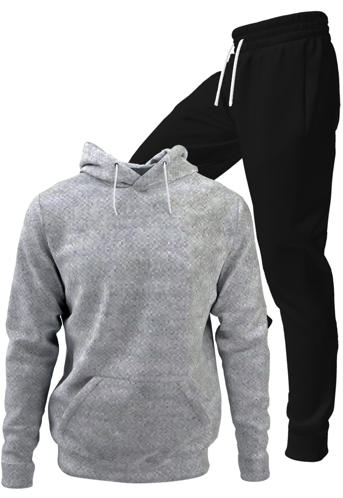 Conjunto Moletom Blusa De Frio Com Capuz E Calça Jogger Tecido Felpado Macio Premium Cinza e Preto