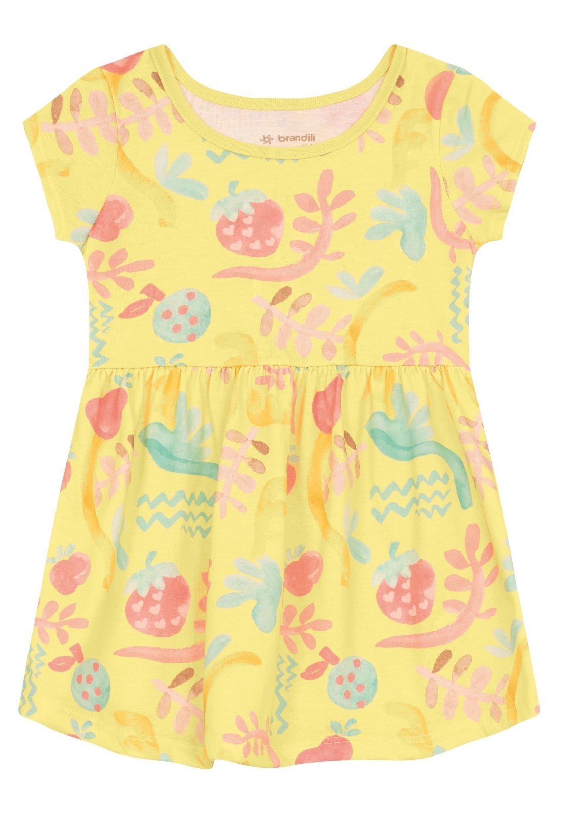 Vista 2 Infantil - Vestido menina de morango Brandili Brandili amarelo