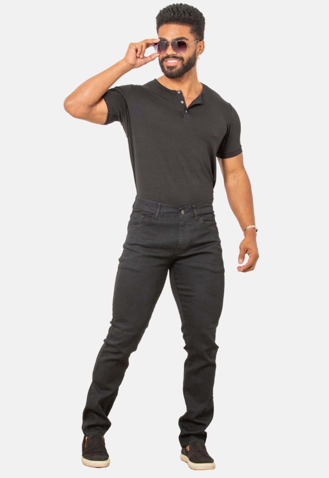 Calça Jeans Preta Básica Essencial Elastano
