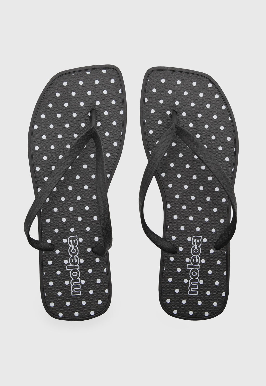 Chinelo Feminino Moleca Tiras Finas Poá Preto