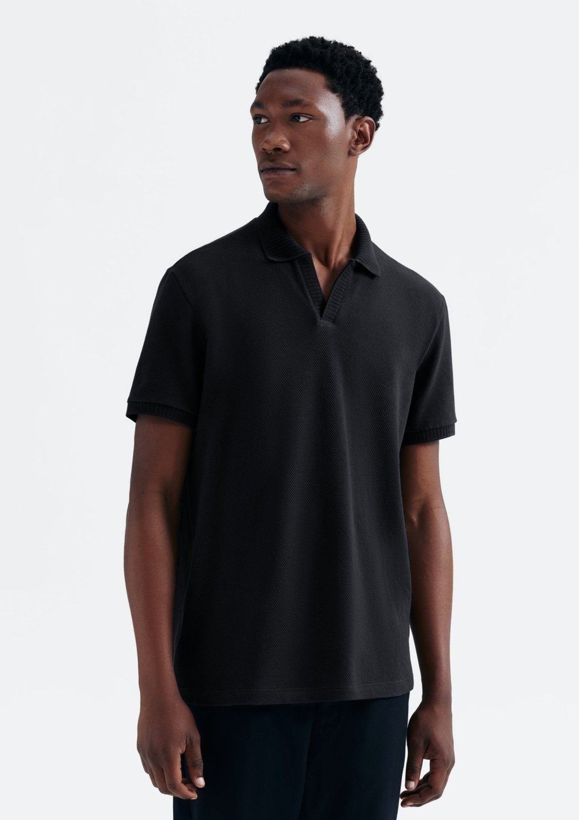 Camisa Polo Masculina Manga Curta Texturizada - Preto XXG